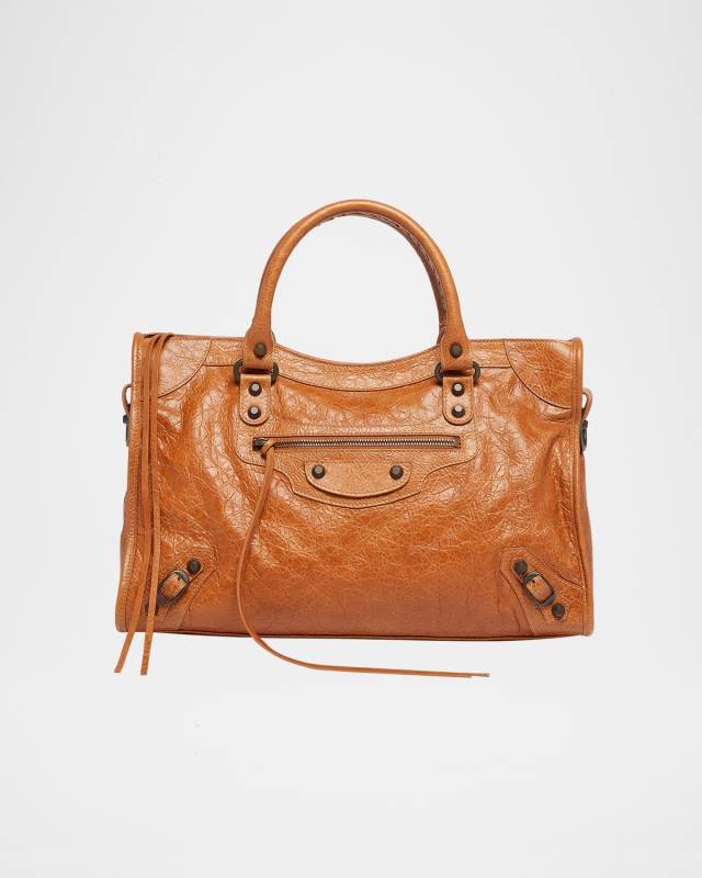 Le City Medium Crinkled Leather Top-Handle Bag
